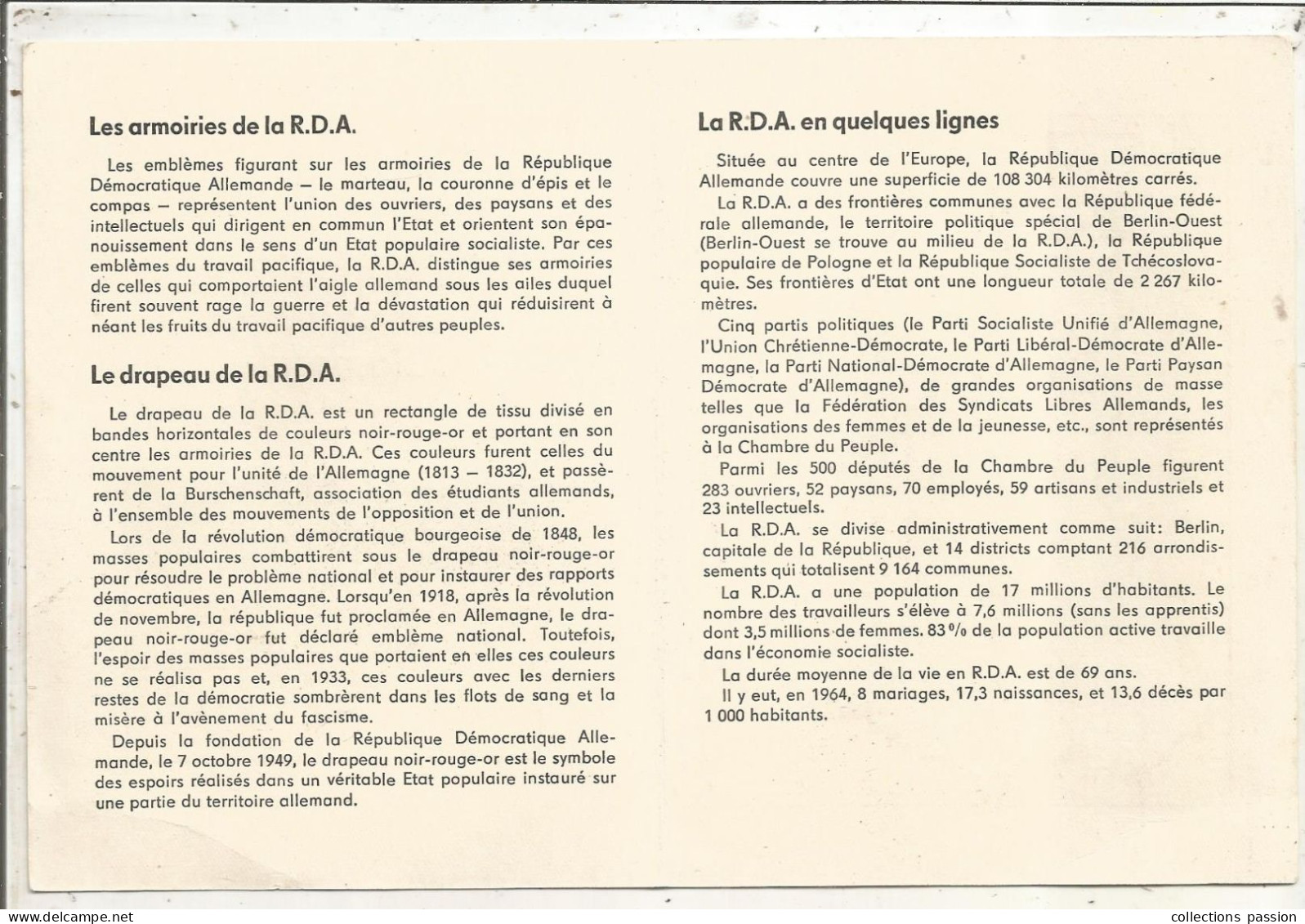 Image Illustrée 4 Pages, LA REPUBLIQUE DEMOCRATIQUE ALLEMANDE, 2 Scans - Aardrijkskunde