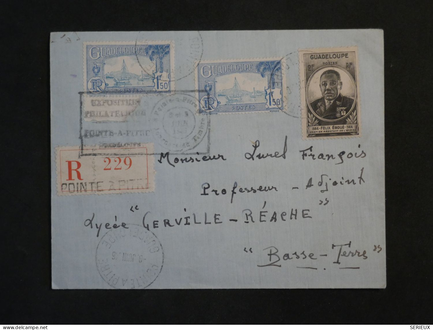 BW4  GUADELOUPE   BELLE  LETTRE EXPOSITION RECO RR  1907 POINTE A PITRE  +CACHETS + AFF. INTERESSANT++  ++ - Lettres & Documents