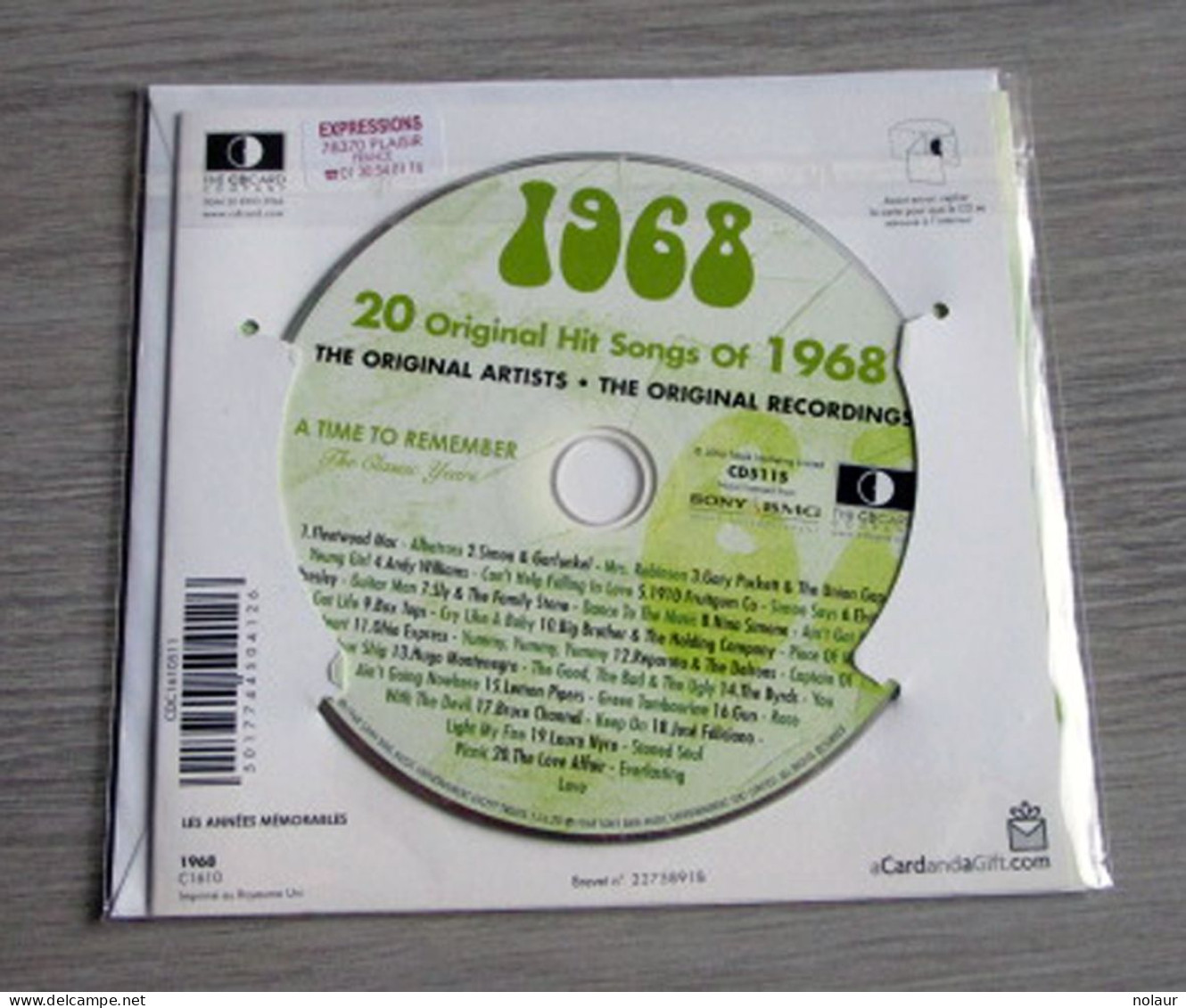 Hits De 1968 CD + Carte D'anniversaire Et  Enveloppe - Autres - Musique Anglaise