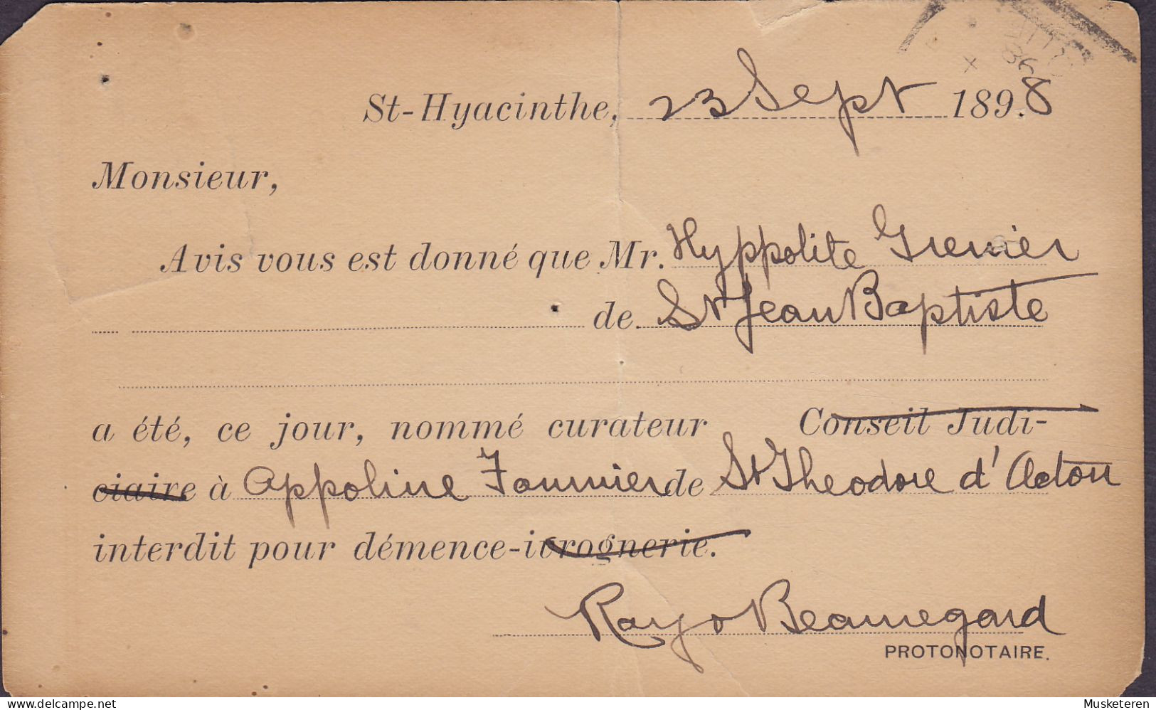 Canada Postal Stationery Ganzsache Entier Queen Victoria PRIVATE Print ST-HYACINTHE 1898 AETON (2 Scans) - 1860-1899 Regering Van Victoria