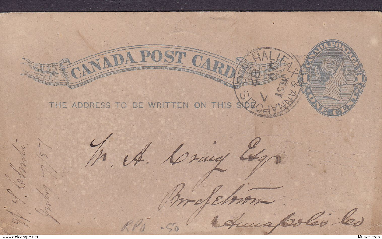 Canada Postal Stationery Ganzsache Entier Queen Victoria Aylisford HALIFAX & WEST ANNAPOLIS 1887 (2 Scans) - 1860-1899 Regno Di Victoria