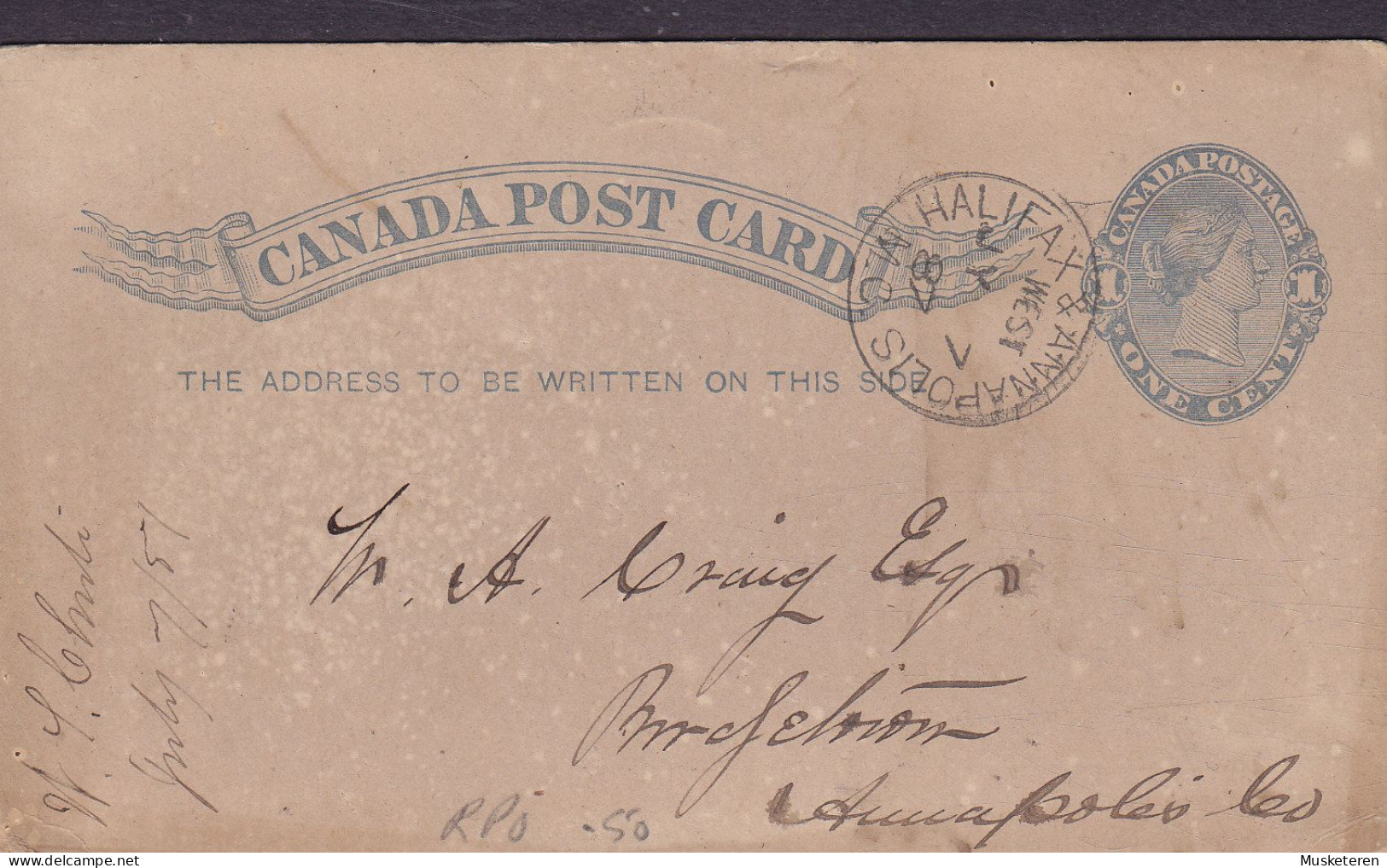 Canada Postal Stationery Ganzsache Entier Queen Victoria Aylisford HALIFAX & WEST ANNAPOLIS 1887 (2 Scans) - 1860-1899 Règne De Victoria
