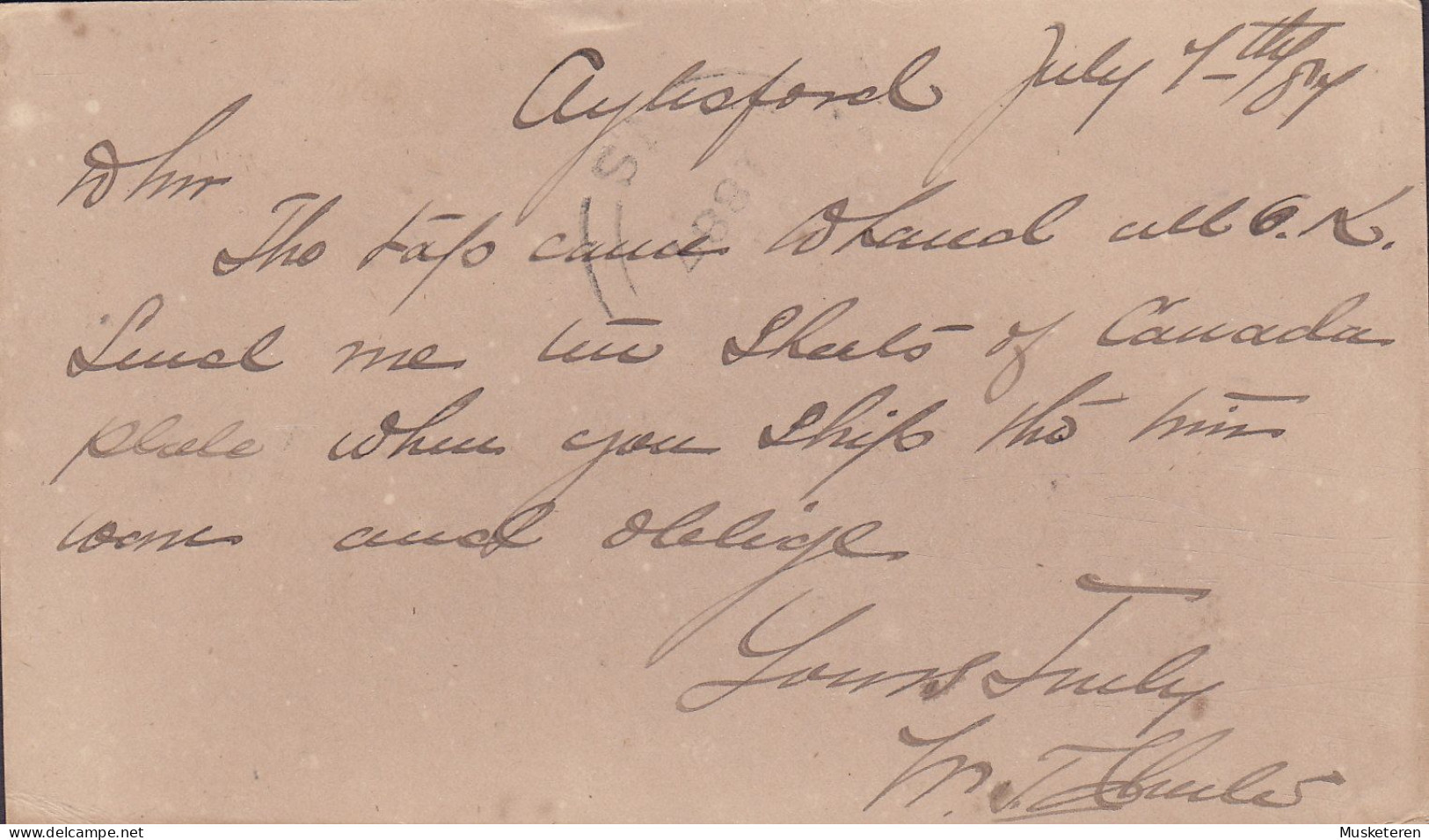 Canada Postal Stationery Ganzsache Entier Queen Victoria Aylisford HALIFAX & WEST ANNAPOLIS 1887 (2 Scans) - 1860-1899 Reinado De Victoria