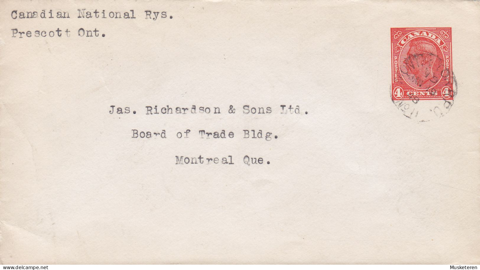 Canada Postal Stationery Ganzsache Entier 4c. GVI. Prescot Ambulant MONTREAL-TORONTO R.P.O. No. 11. 1948 Cover Lettre - 1860-1899 Regering Van Victoria