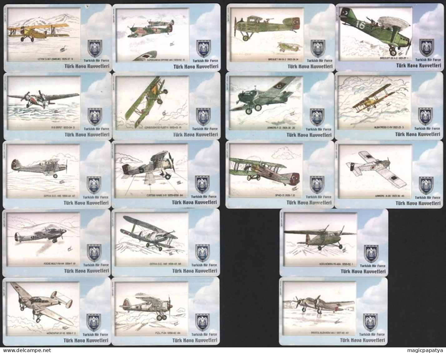 Turkish Air Force Phonecards Lot (98 Pcs) - Airplanes