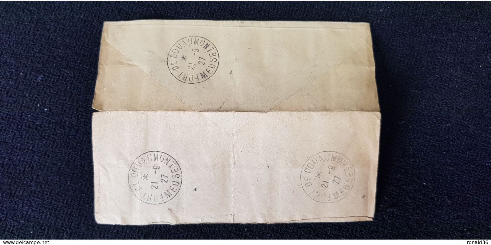 Courrier Enveloppe TIMBRE POSTE TYPE BLANC  1 C SURCHARGE ROUGE 1/2 Centime 22 Timbres Cachet DOUAUMONT 55 Meuse T - Lettres & Documents