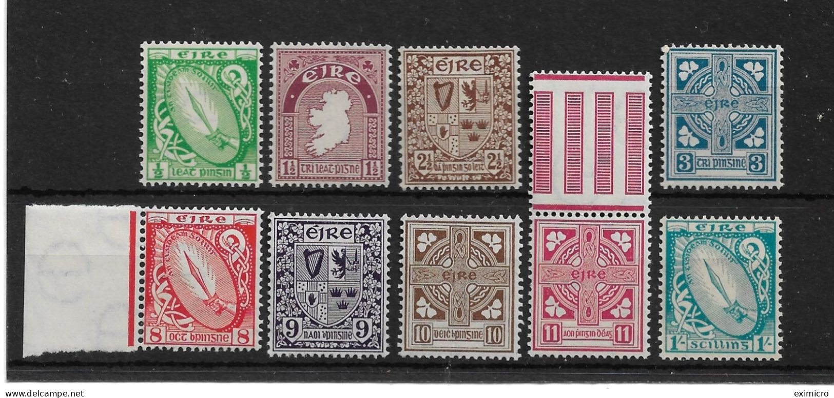 IRELAND 1940 - 1968 ½d, 1½d, 2½d, 3d, 8d, 9d, 10d, 11d, 1s SG 111, 113, 115, 116, 119c - 122 UNMOUNTED MINT Cat £144+ - Ongebruikt