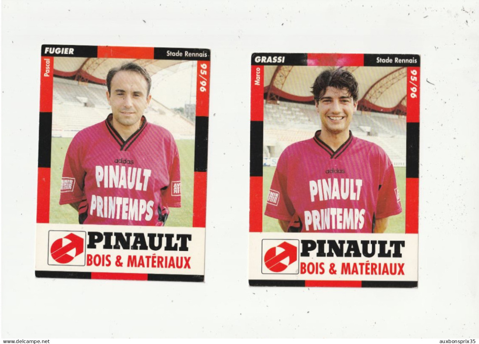 2 PHOTOS - STADE RENNAIS - GRASSI ET FUGIER - 1995/96 - Fussball