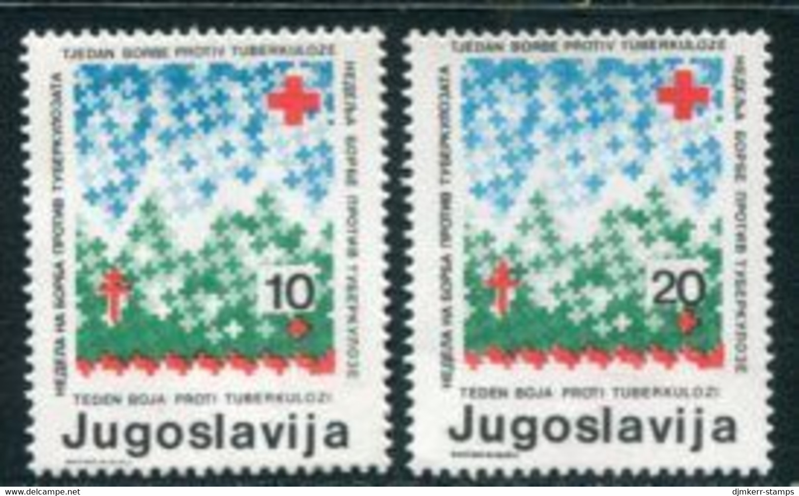 YUGOSLAVIA 1986 Red Cross Anti-Tuberculosis Tax 10, 20 D. Perforated 13¼:13½ MNH / **. Michel ZZM 119C, 122C - Unused Stamps