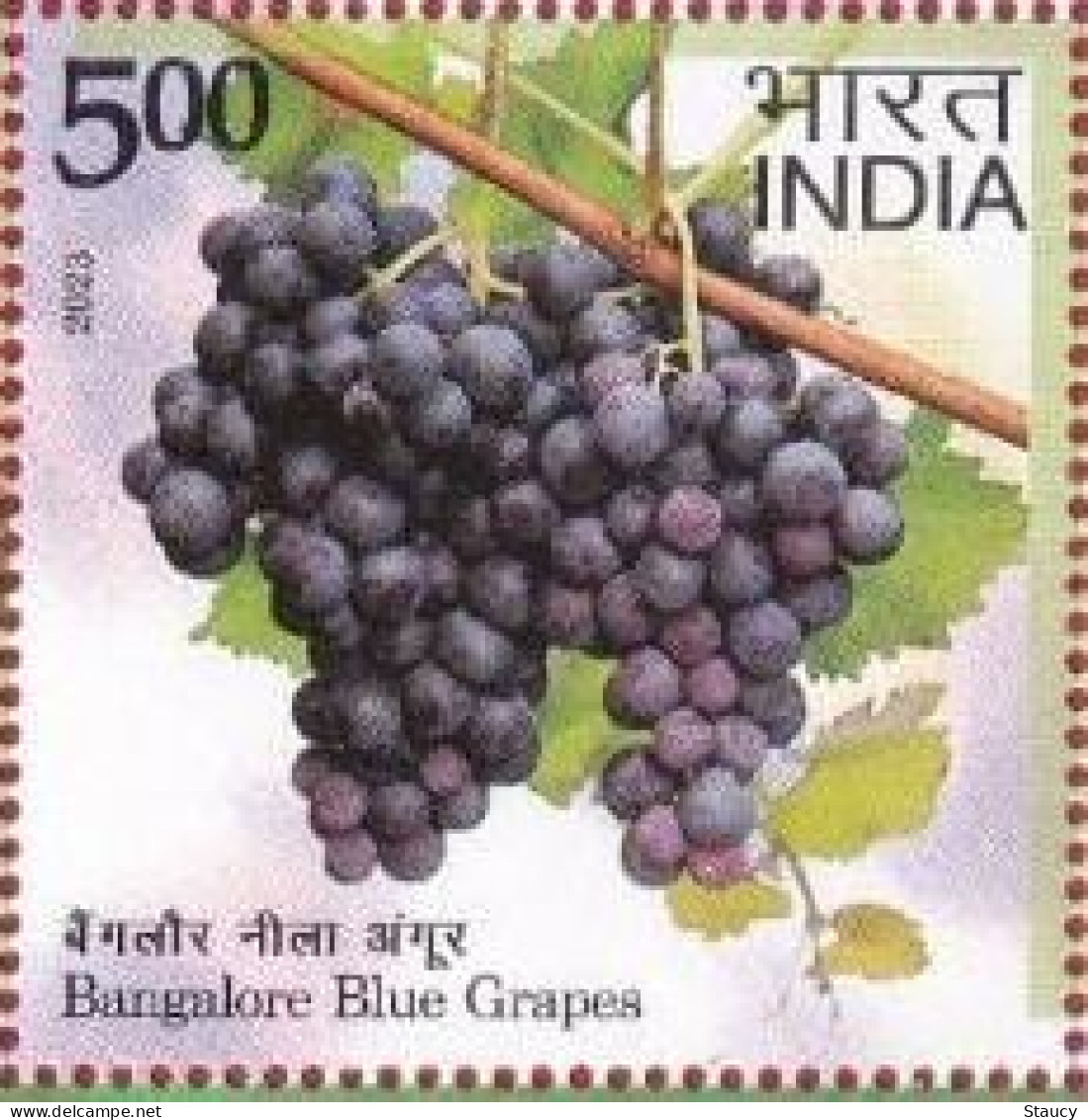 India 2023 Agricultural Goods Of India -- Geographical Fruit - Bangalore Blue Grapes 1v Rs.5.00 Stamp MNH As Per Scan - Agriculture