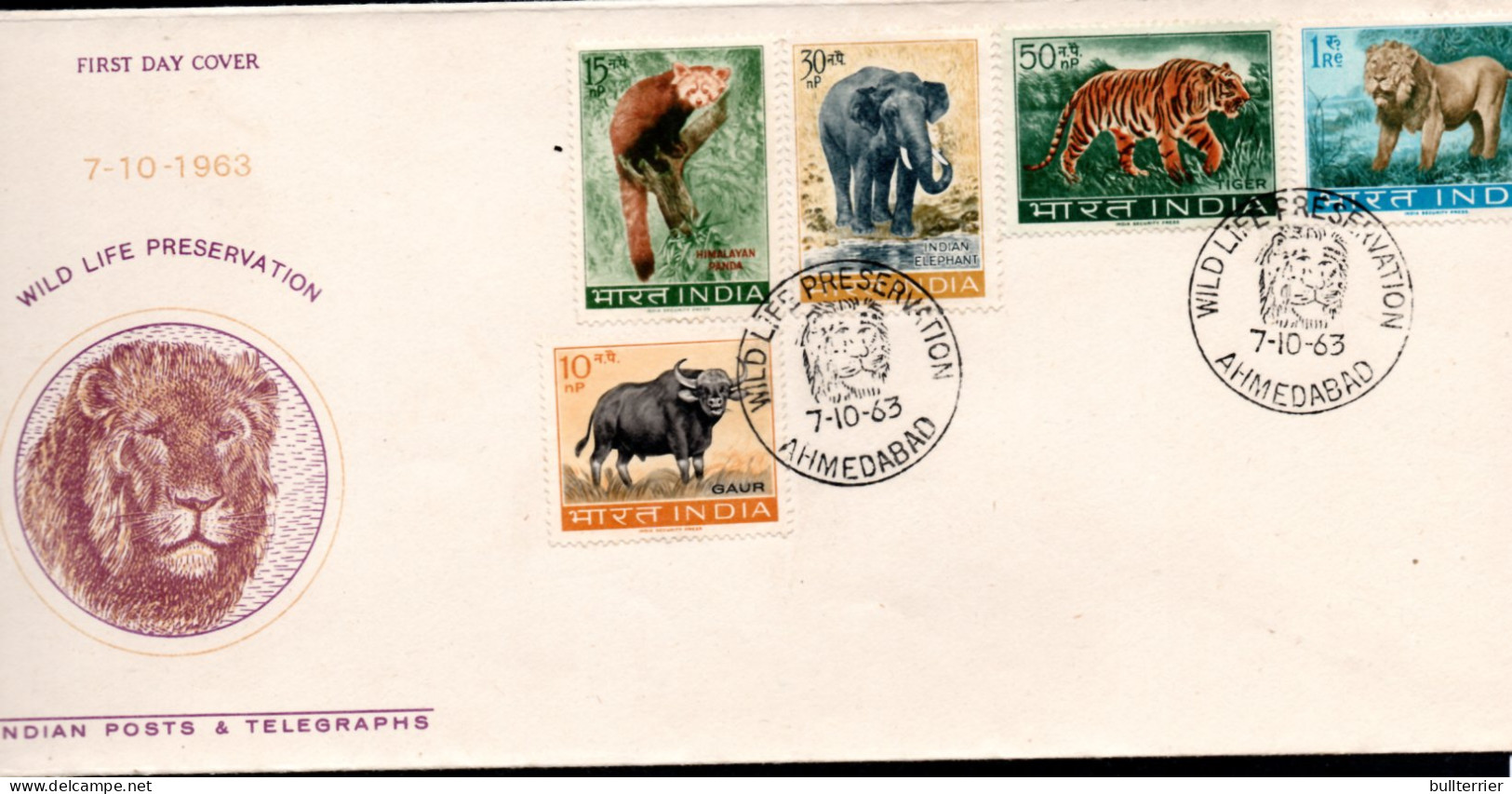 INDIA- 1963 - WILDLIFE SET OF 5 ON ILLUSTRATED FIRST DAY COVER  - Ongebruikt