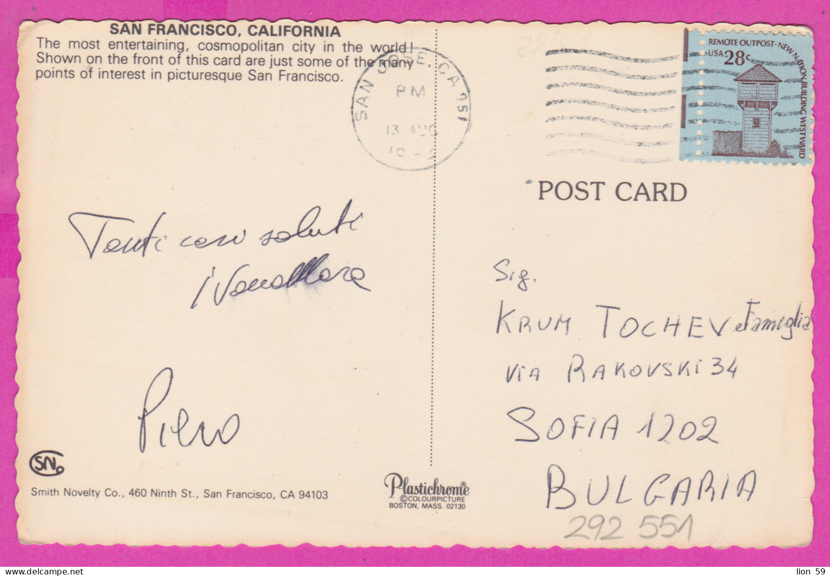 292551 / United States San Francisco Chinatown Bridge PC USED (O) 1979  28c. Remote Outpost New Nation Building Westward - San Francisco