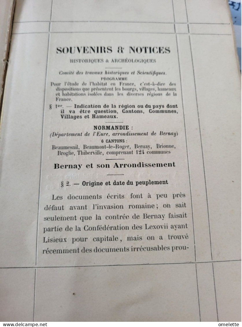 BERNAY ET SON ARRONDISSEMENT /SOUVENIRS HISTORIQUES  ARCHEOLOGIQUES PAR LOTTIN DE LAVAL /PREFACE LEON TISSANDIER / 1890 - Langues Scandinaves