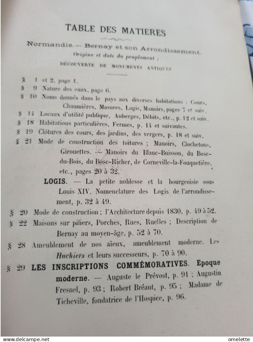 BERNAY ET SON ARRONDISSEMENT /SOUVENIRS HISTORIQUES  ARCHEOLOGIQUES PAR LOTTIN DE LAVAL /PREFACE LEON TISSANDIER / 1890 - Idiomas Escandinavos