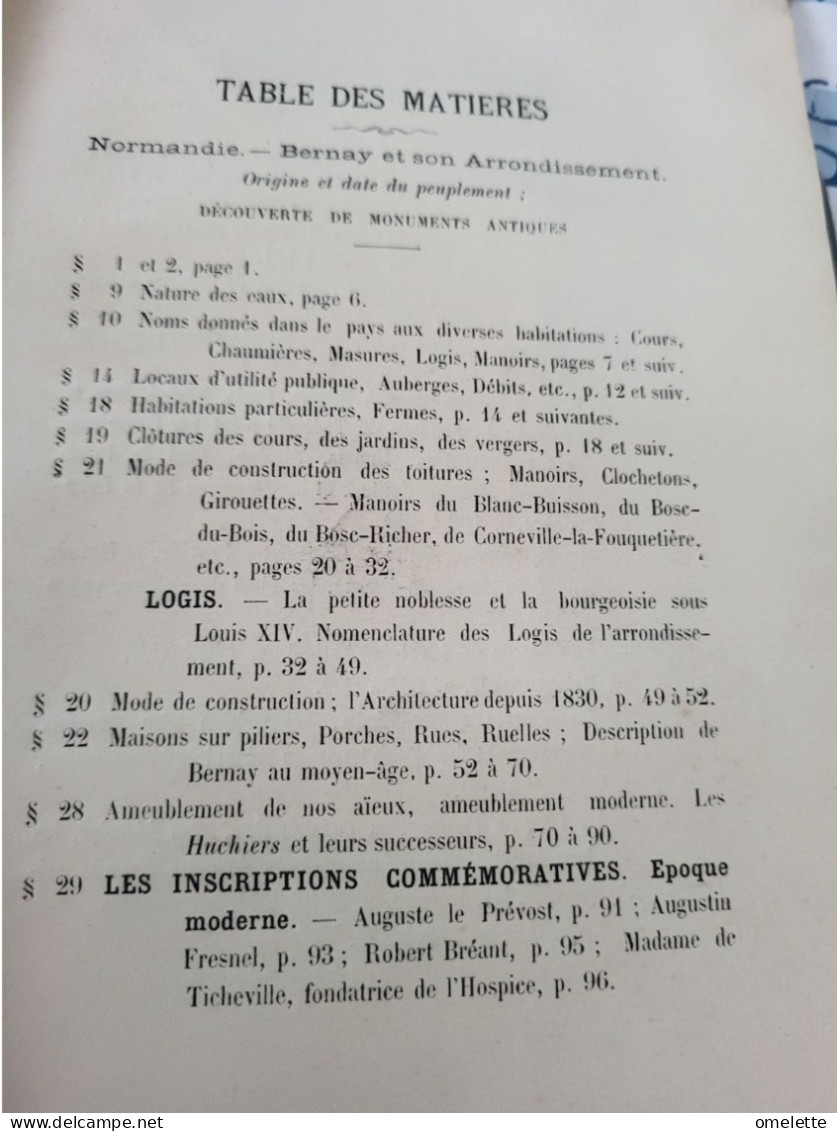 BERNAY ET SON ARRONDISSEMENT /SOUVENIRS HISTORIQUES  ARCHEOLOGIQUES PAR LOTTIN DE LAVAL /PREFACE LEON TISSANDIER / 1890 - Scandinavian Languages