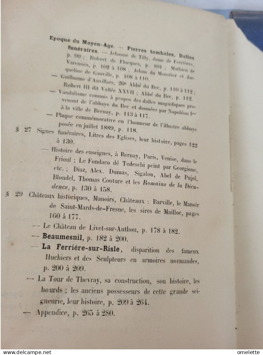 BERNAY ET SON ARRONDISSEMENT /SOUVENIRS HISTORIQUES  ARCHEOLOGIQUES PAR LOTTIN DE LAVAL /PREFACE LEON TISSANDIER / 1890 - Scandinavische Talen