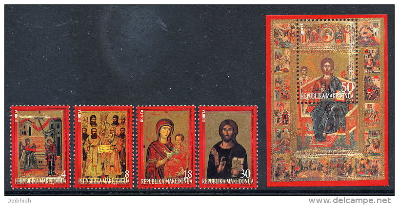 MACEDONIA 1999 Ikons Set + Block  MNH / **.  Michel 153-56 + Block 6 - Nordmazedonien