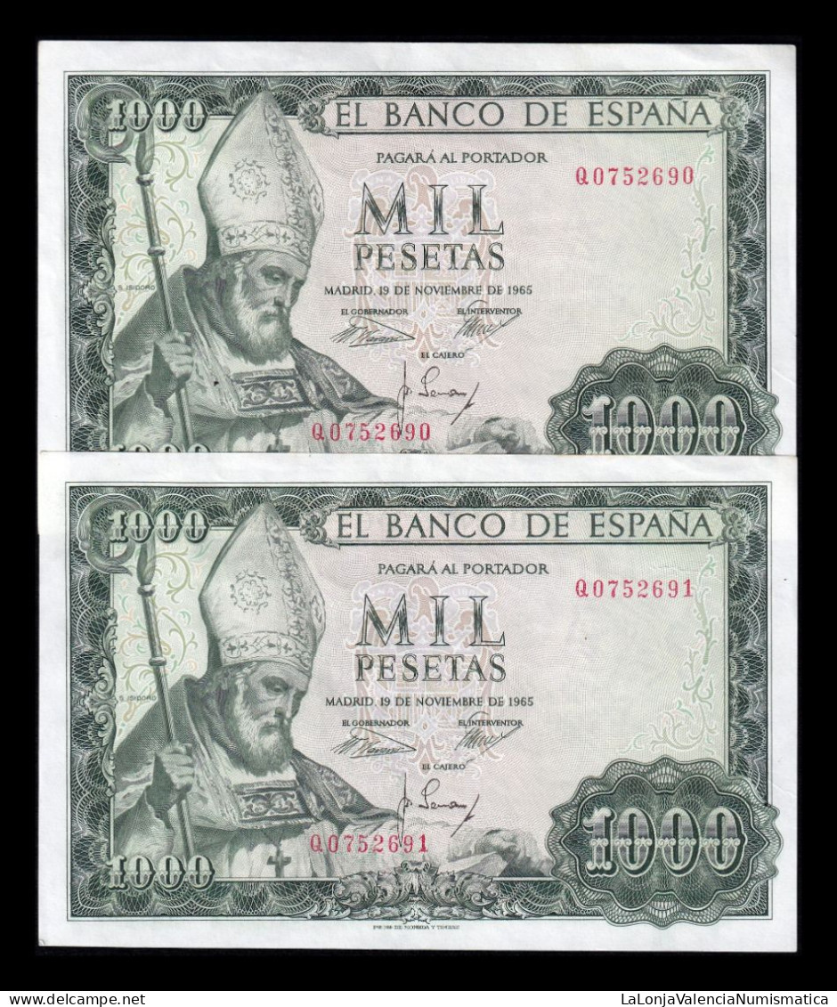 España Spain Pareja 1000 Pesetas San Isidoro 1965 Pick 151 Serie Q Sc- AUnc - 1000 Pesetas