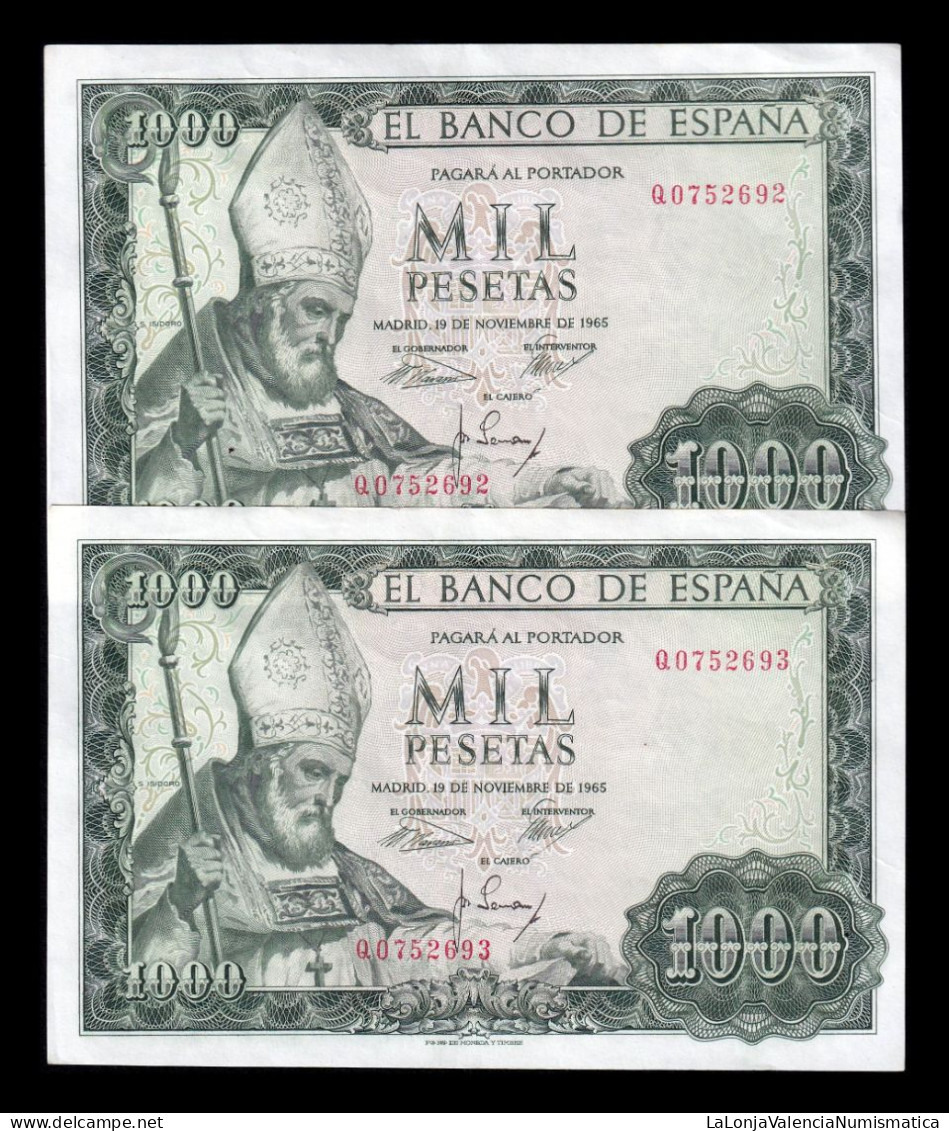 España Spain Pareja 1000 Pesetas San Isidoro 1965 Pick 151 Serie Q Sc- AUnc - 1000 Pesetas