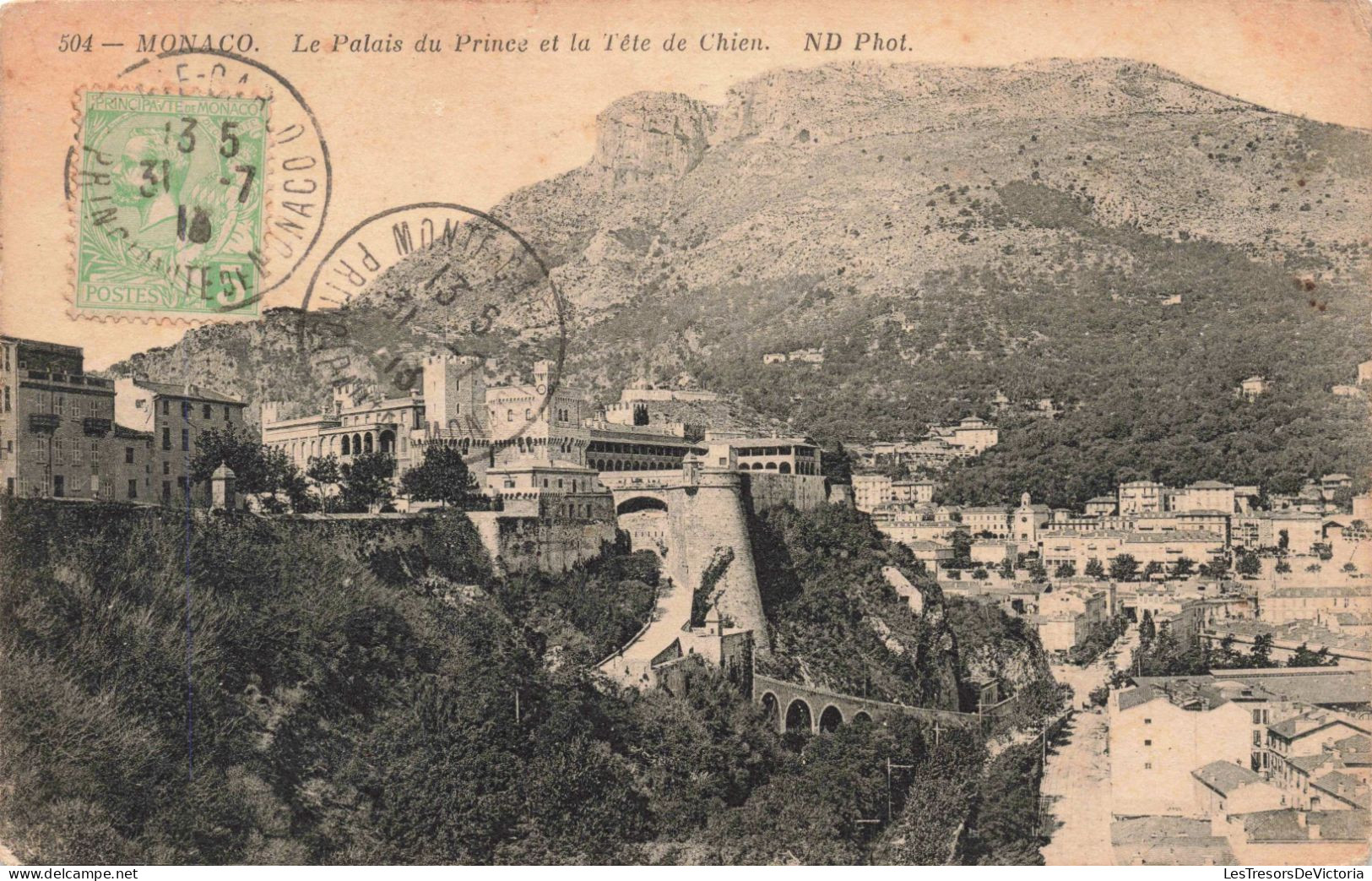 MONACO - Le Palais Du Prince Et La Tête De Chien - ND Phot - Oblitérée En 1913 - Carte Postale Ancienne - Palacio Del Príncipe