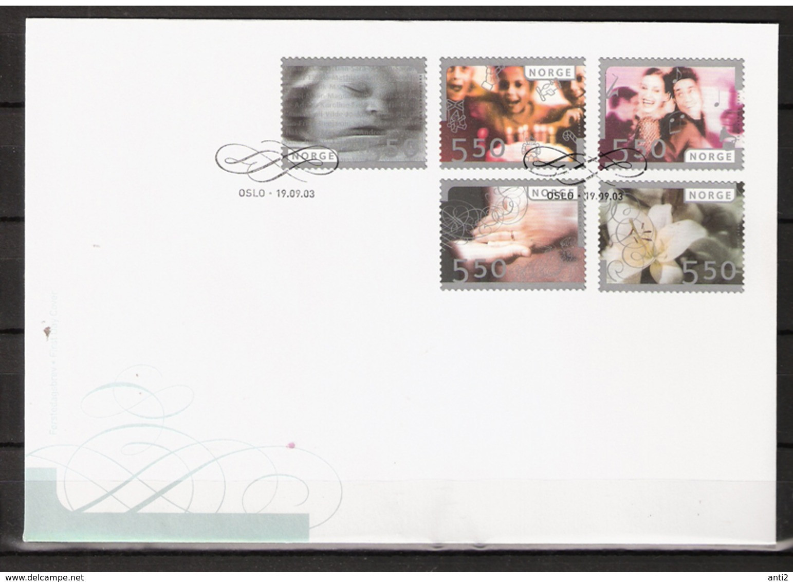 Norway Norge  2003 Greeting Stamps  Mi 1474-1478 FDC - Storia Postale