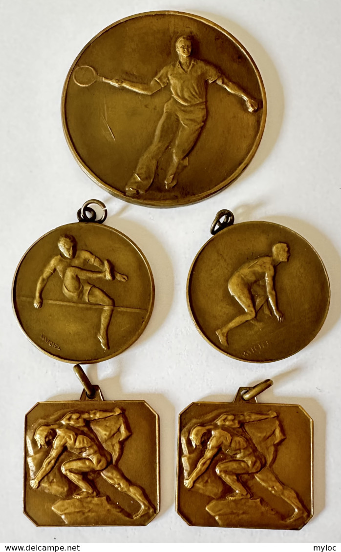 Sport Athletisme. Royal Racing Club De Bruxelles. Lot De 5 Médailles. Challenge Noterman. Challenge Henroden. 1948, 1951 - Andere & Zonder Classificatie