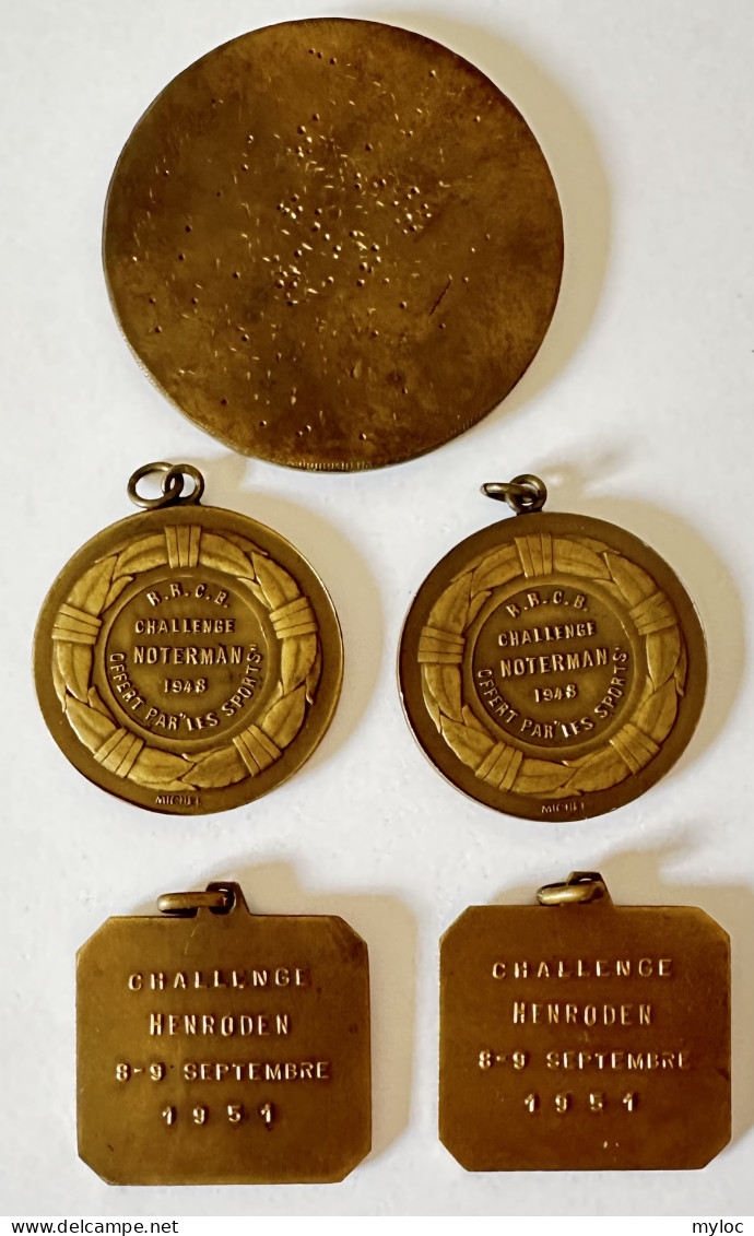 Sport Athletisme. Royal Racing Club De Bruxelles. Lot De 5 Médailles. Challenge Noterman. Challenge Henroden. 1948, 1951 - Andere & Zonder Classificatie