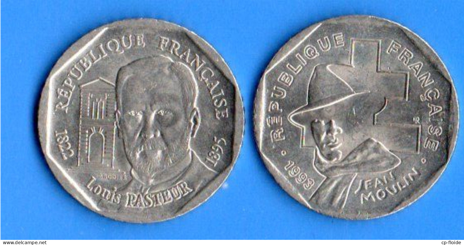 FRANCE . 2 FRANCS . " JEAN MOULIN 1993 " & " LOUIS PASTEUR 1995 ". 2 PIÈCES - Réf. N°223B - - 2 Francs