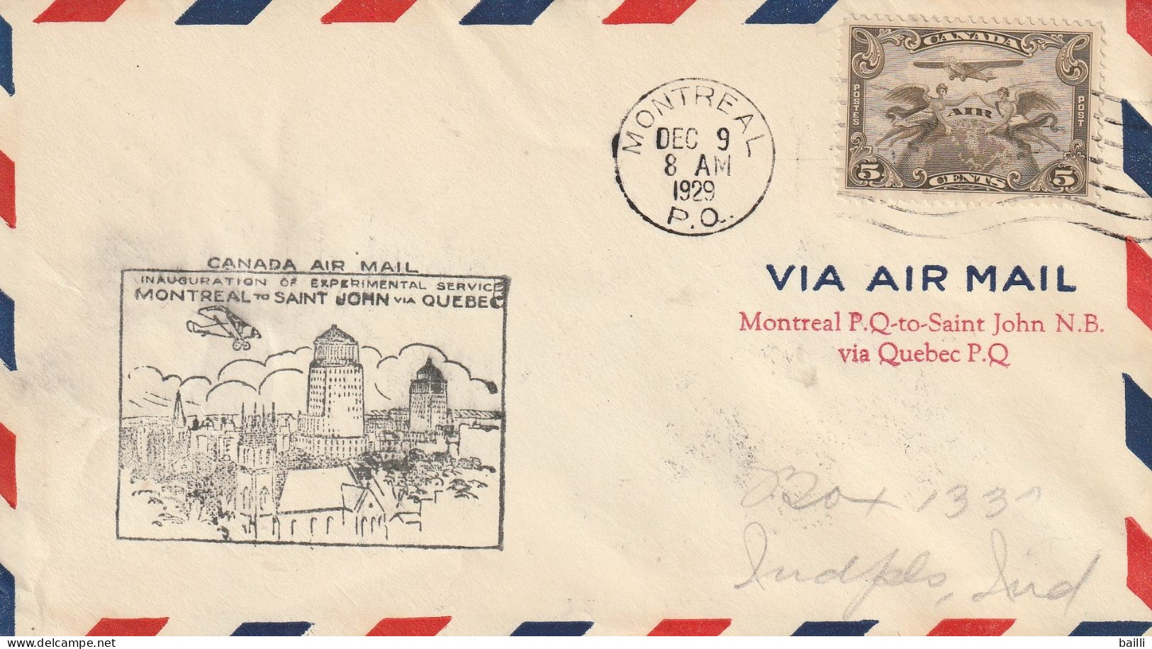 Canada Lettre Aviation Illustrée Montréal 1929 - Erst- U. Sonderflugbriefe