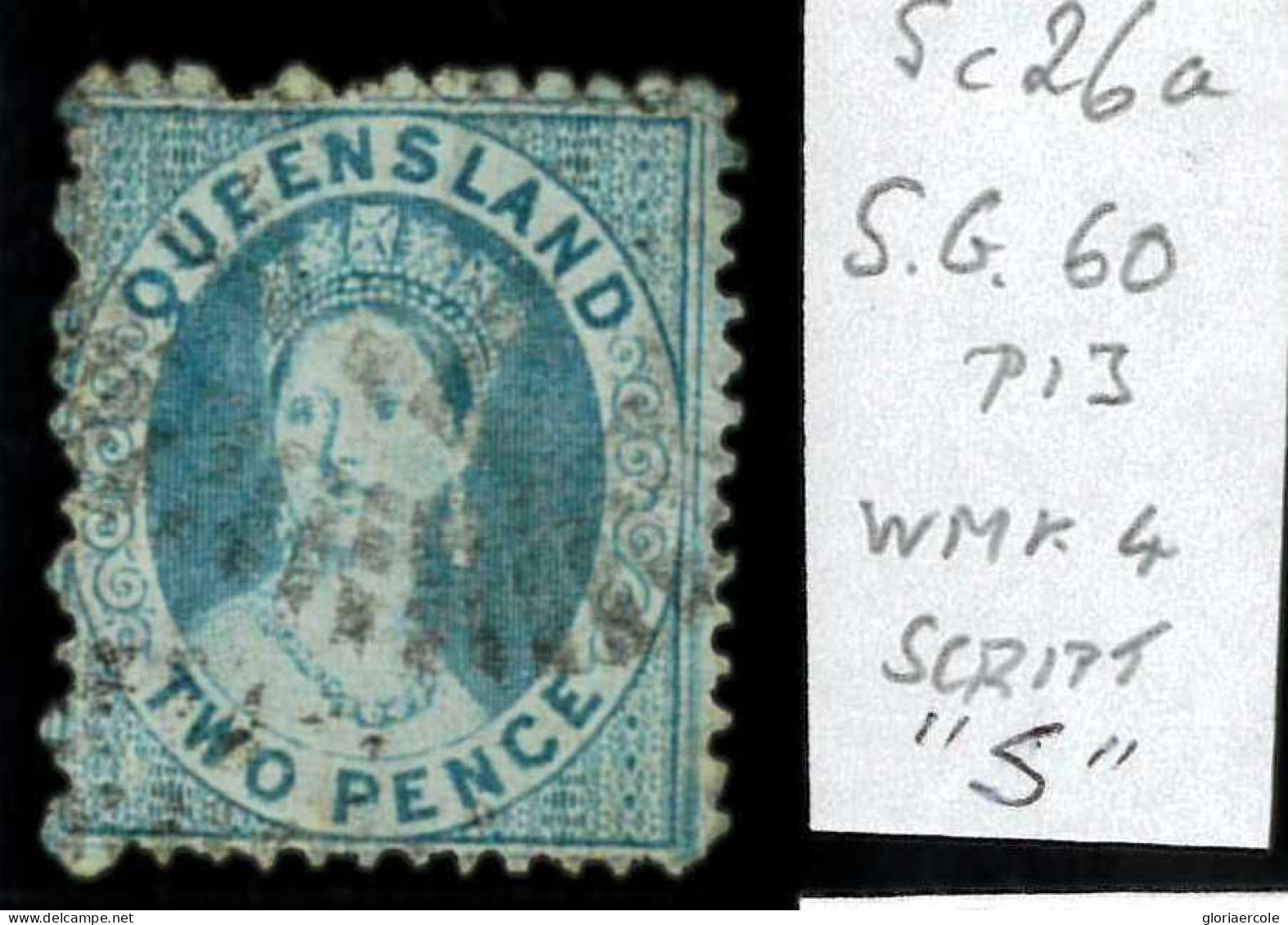 Aa5619e - Australia QUEENSLAND - STAMP - SG # 60  Watermark 4 + SCRIPT S - USED - Mint Stamps