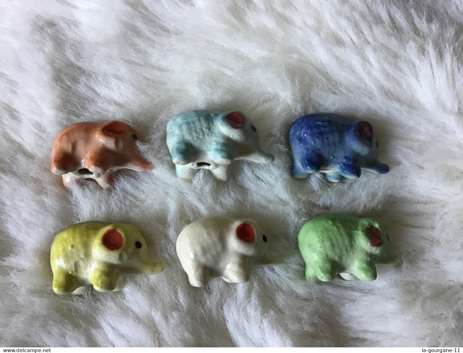 Série 6 Fèves MAIFRUICO Trouées ÉLÉPHANTS Multicolores - Animaux