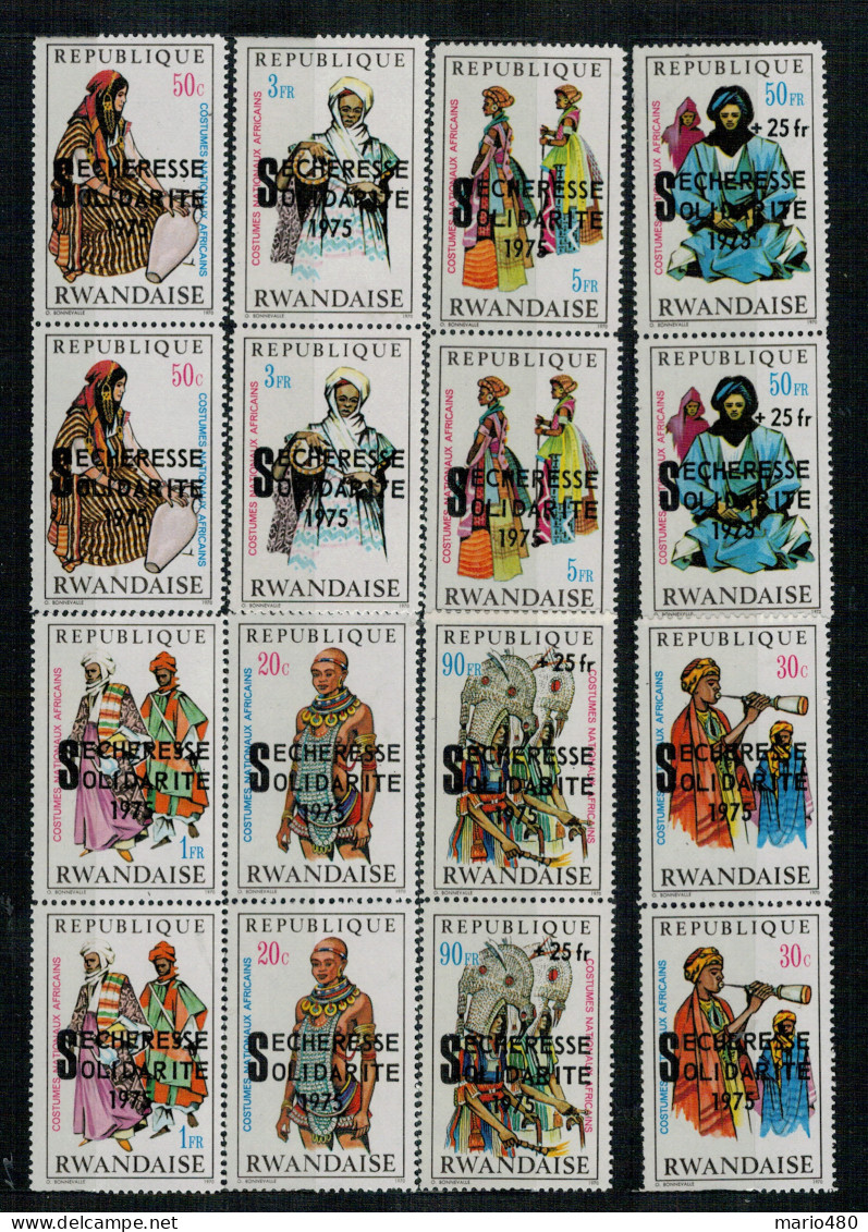 COSTUMI  AFRICANI   SECHERESSE  SOLIDARITE'  1975   16NN  STAMPS  MNH **  - Rwanda