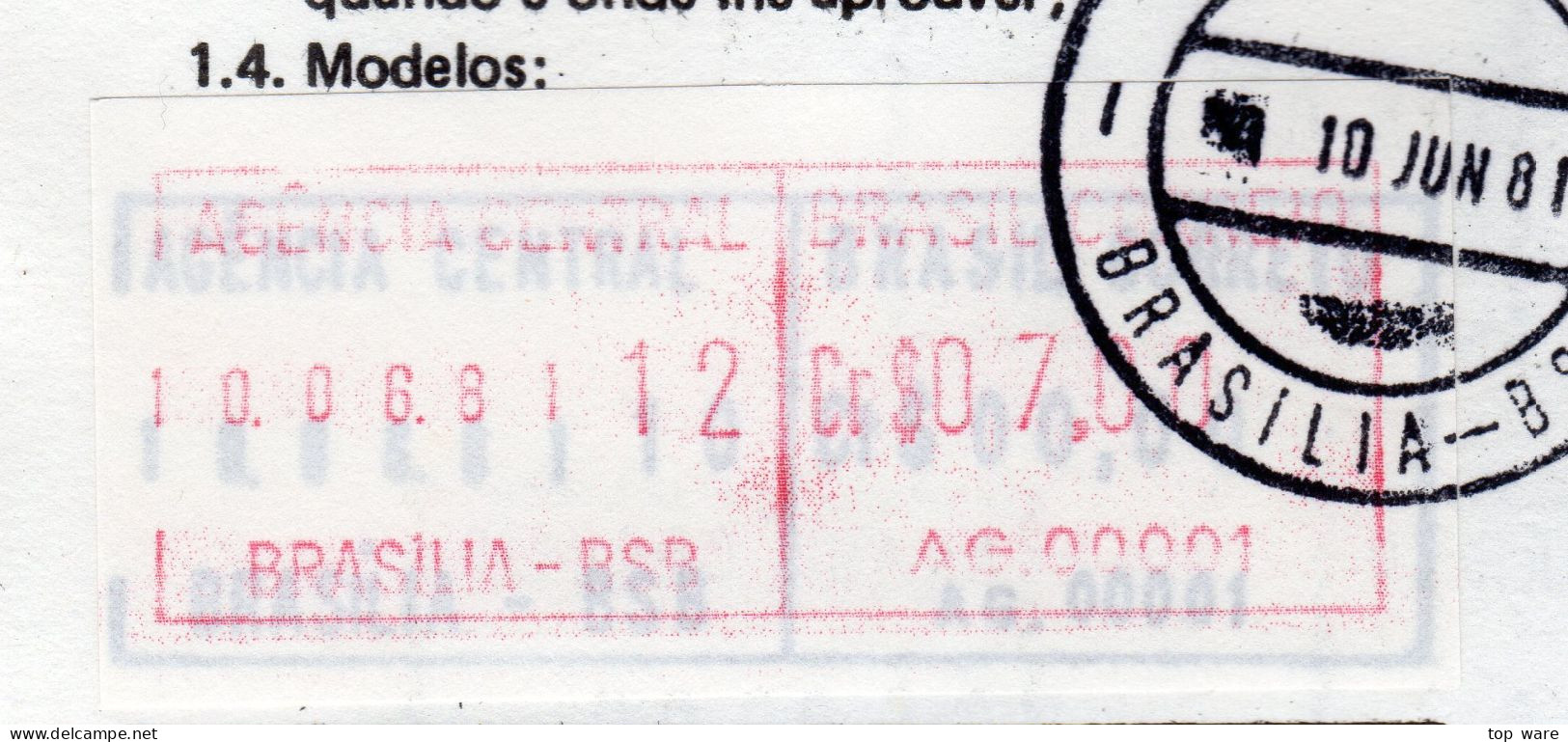 Brasilien Brazil EDITAL 1981 ATM Ankündigungsblatt Mit ET-Stempel AG.00001 + VA.00001 Automatenmarken Frama Etiquetas - Automatenmarken (Frama)