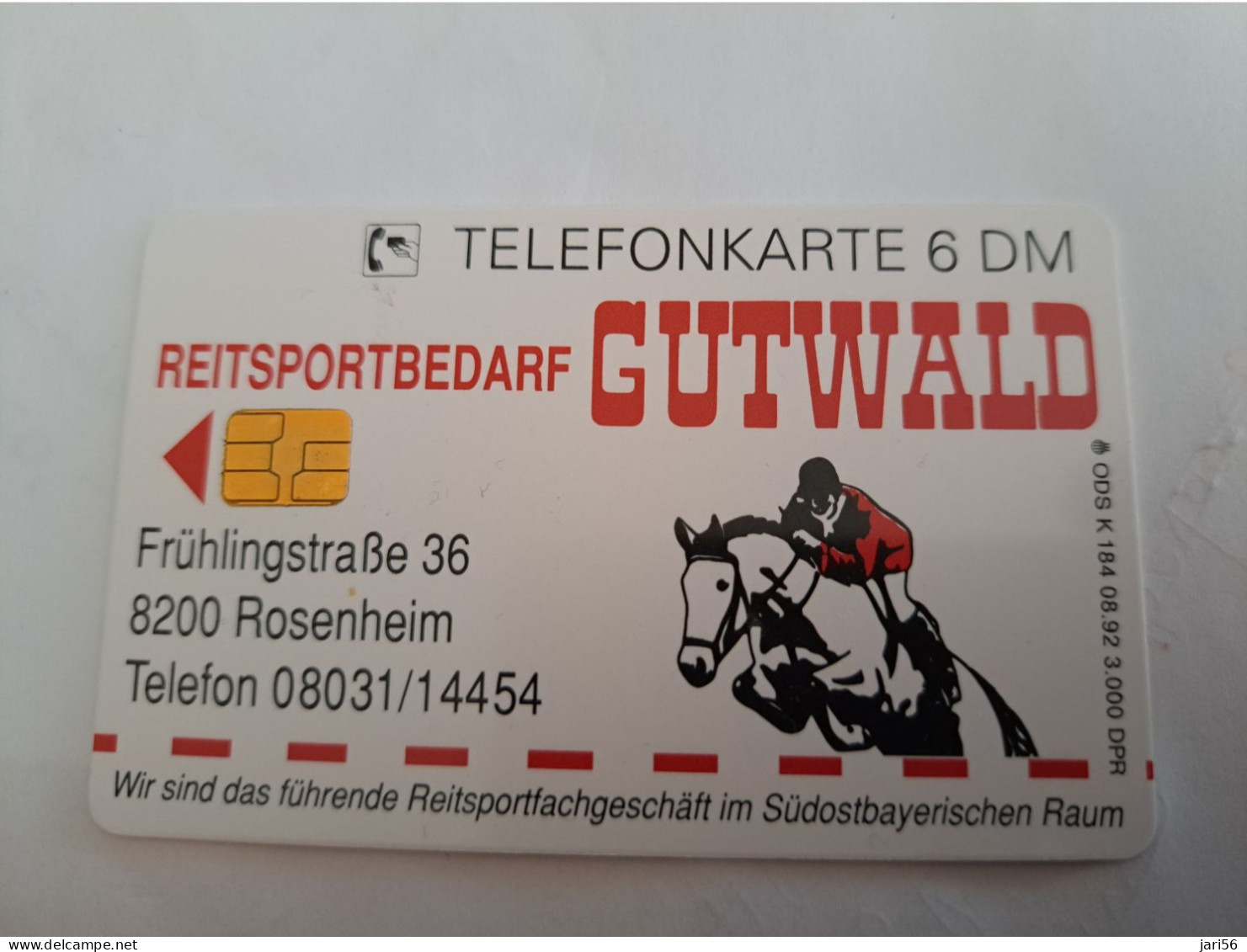 DUITSLAND/ GERMANY  CHIPCARD /GUTWALD HORSE/ REITERSPORT / 3000 EX   / 6 DM  CARD / K 184 MINT  CARD     **14163** - S-Series: Schalterserie Mit Fremdfirmenreklame