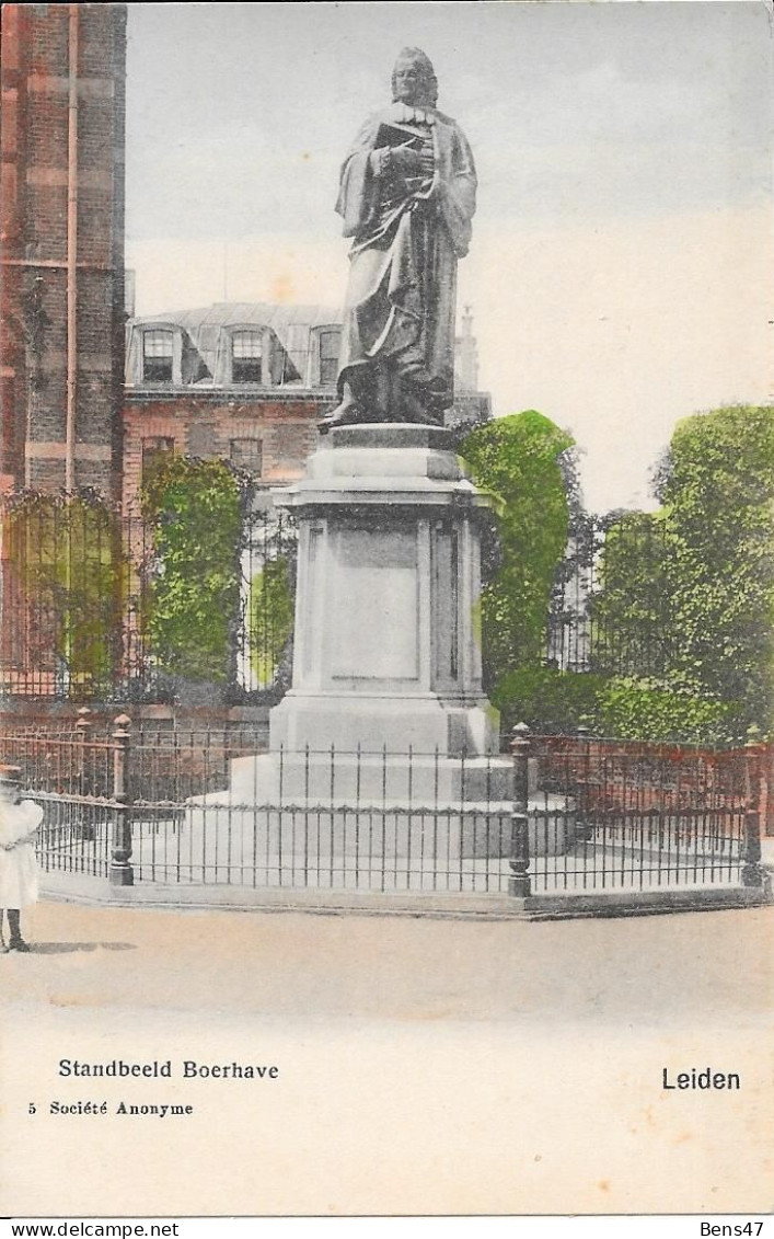 Leiden Standbeeld Boerhave Ongelopen ±1903 - Leiden