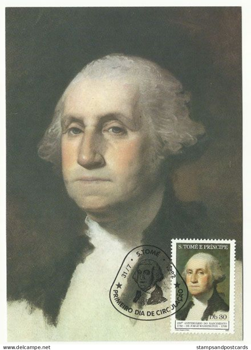 Sao Tome Et Principe Carte Maximum 1982 George Washington Peinture De Gilbert Stuart St Thomas And Principe Maxicard - George Washington