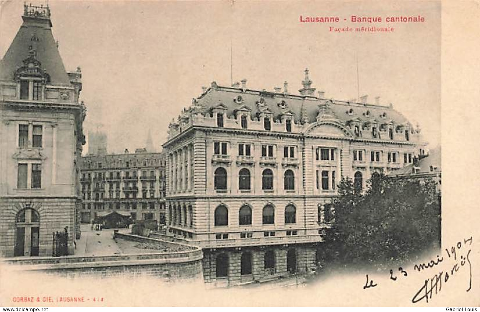 Lausanne Banque Cantonale Façade Méridionale 1904 Place Saint-François Rare - Lausanne