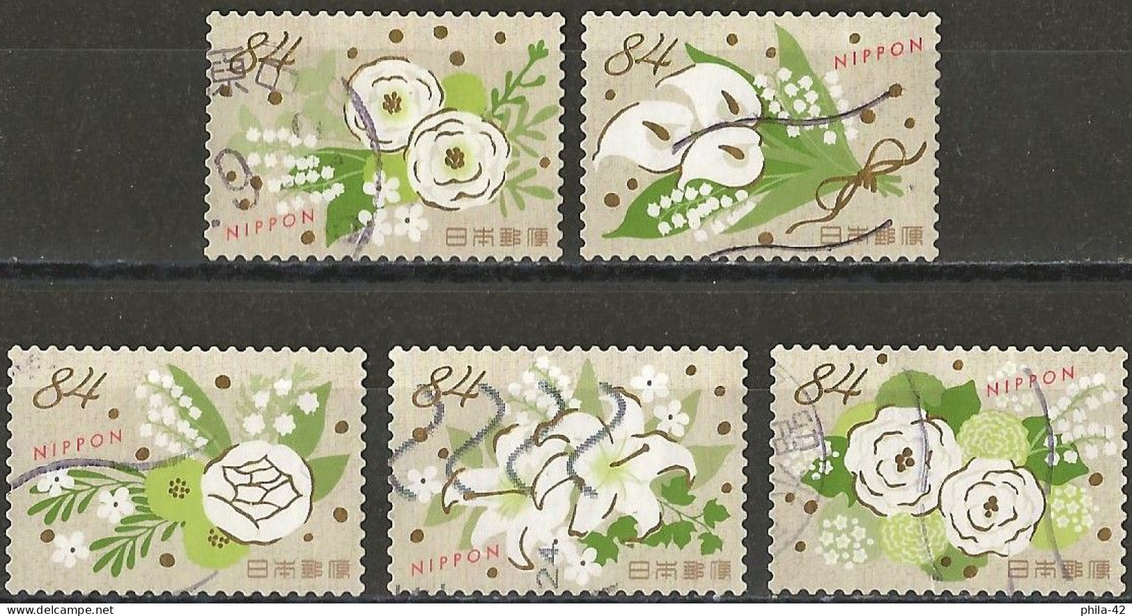 Japan 2020 - Mi 10250/54 - YT 9876/80 ( Greetings - Flowers ) Complete Set - Gebruikt