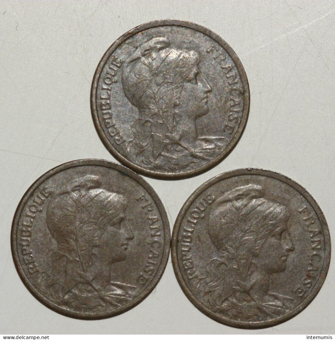 France, Lot (3  X 1 Centime - Dupuis), 1911 - 1 Centime