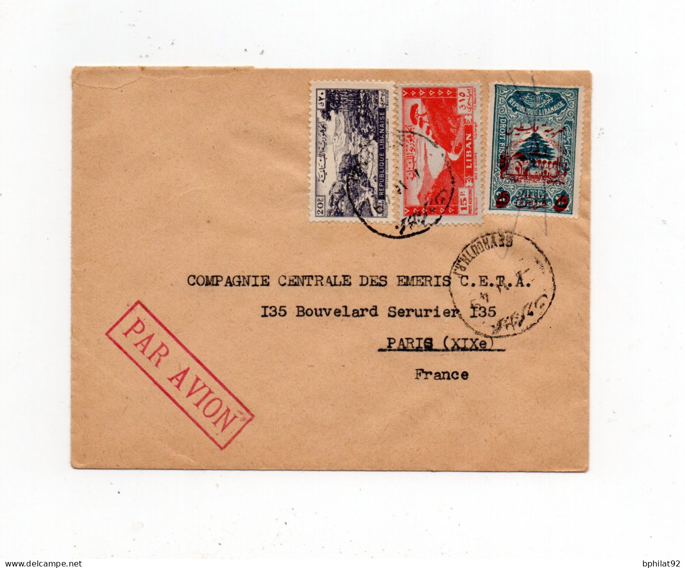 !!! LETTRE PAR AVION DE BEYROUTH, LIBAN, POUR PARIS, 1949 - Covers & Documents