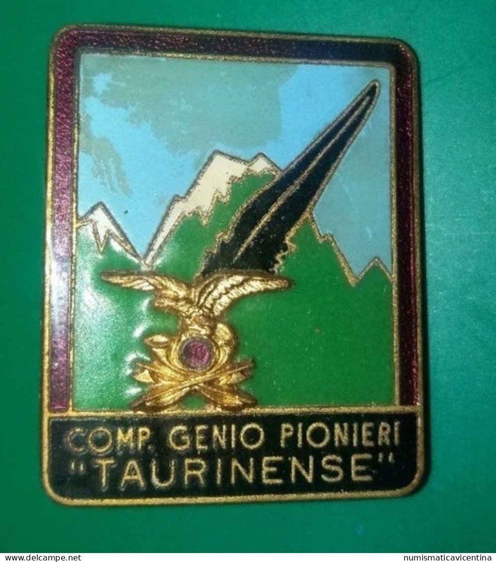 ALPINI Taurinense Genio Pionieri Spilla Smalti Anni 60 Marcata TO - Italia