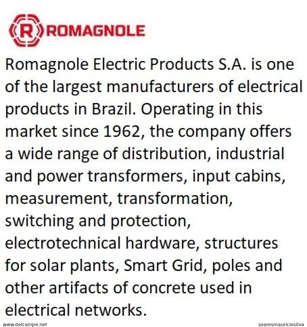 Brazil 2012 Cover Commemorative Cancel 50 Years Of Romagnole Electric Products SA Slogan Energy In Motion Electricity - Cartas & Documentos