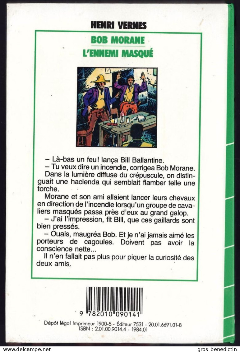 Hachette - Bibliothèque Verte - Henri Verne - Série Bob Morane - "L'ennemi Masqué" - 1984 - #Ben&Morane - Bibliotheque Verte