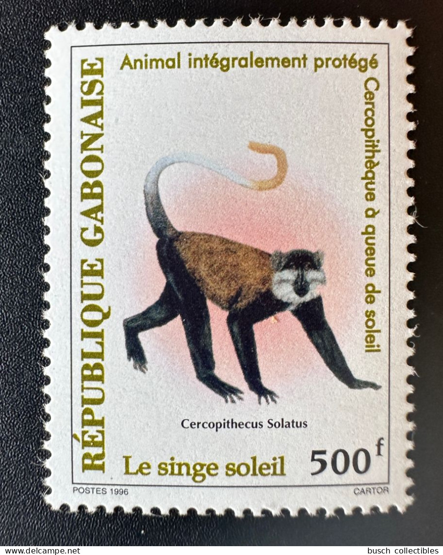 Gabon Gabun 1996 Mi. 1296 Faune Fauna Singe Soleil Monkey Ape Affe Meerkatze Protection - Apen