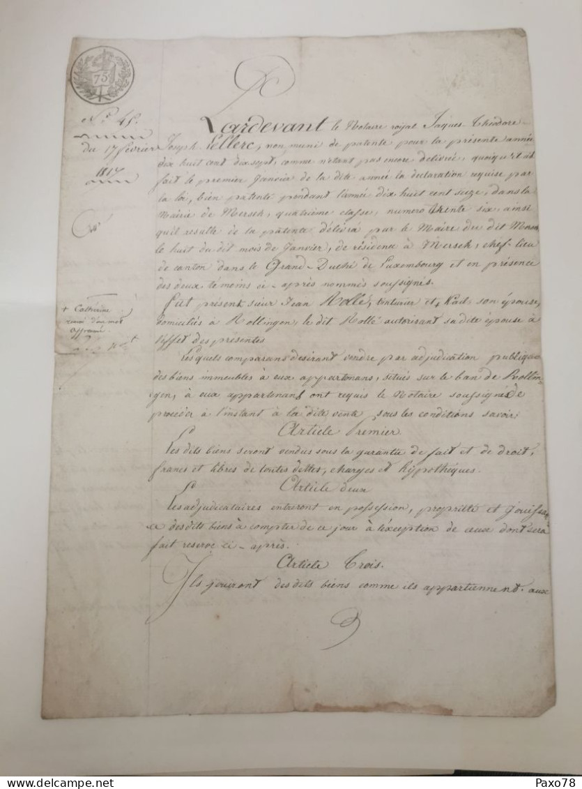 Act Notaire, Mersch 1814 - ...-1852 Voorfilatelie