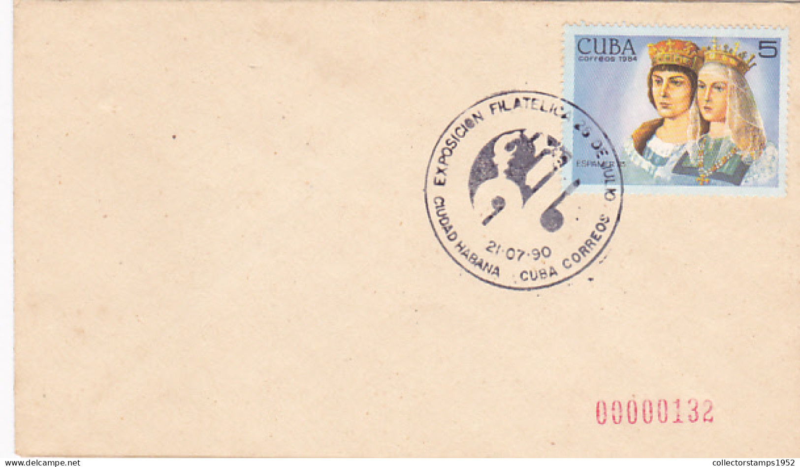 KING FERDINAND AND QUEEN ISABELLA STAMP ON COVER, 1990, CUBA - Briefe U. Dokumente