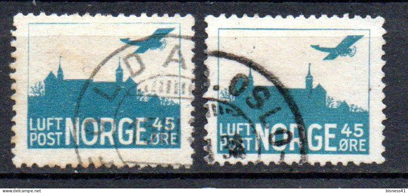 Col33 Norvege Norway Norge Aerien 1927  N° 1 Et 1A Oblitéré  Cote : 12,00€ - Oblitérés