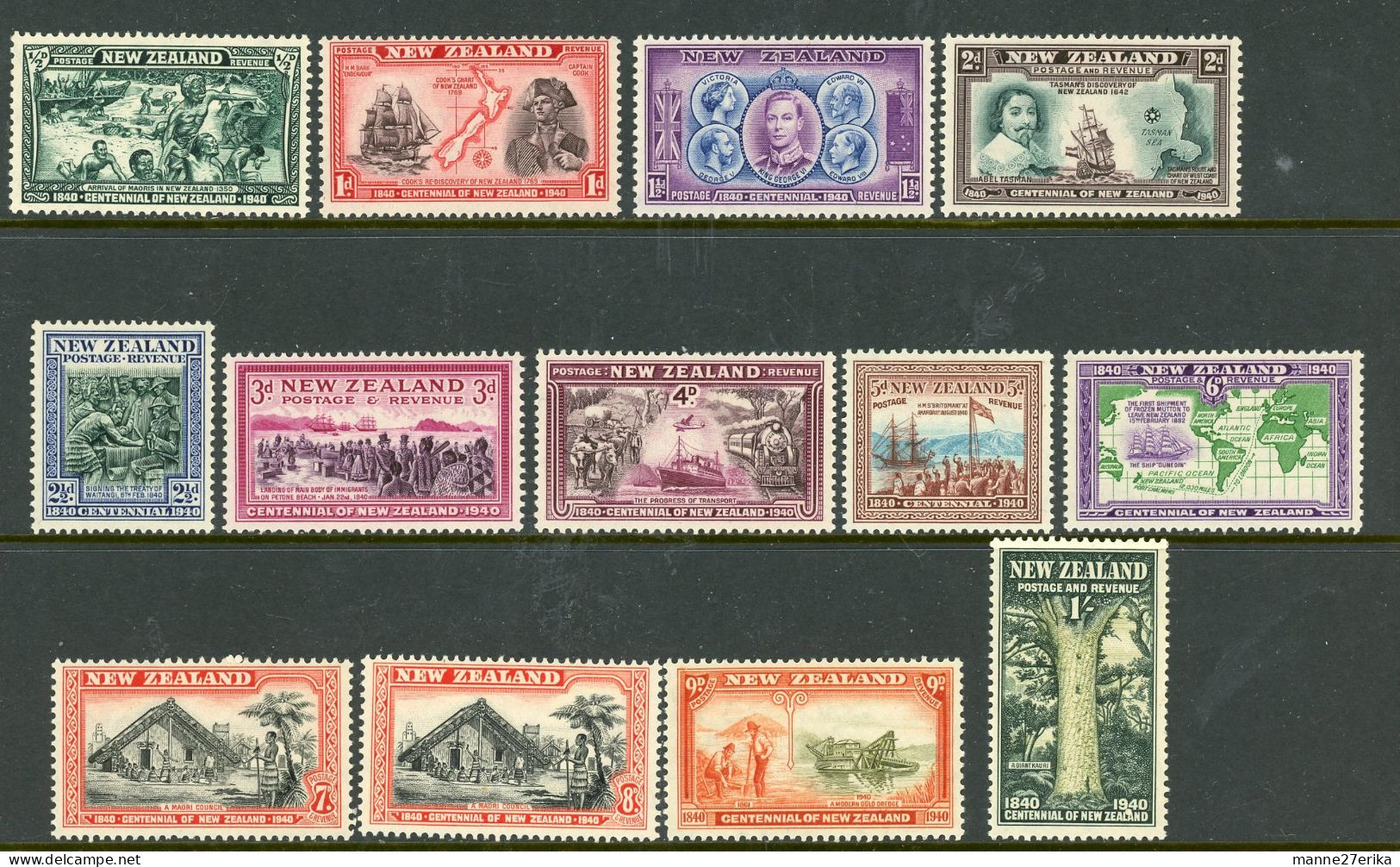 -New Zealand- 1940-"Definitive Set Of 13"  MH - Used Stamps