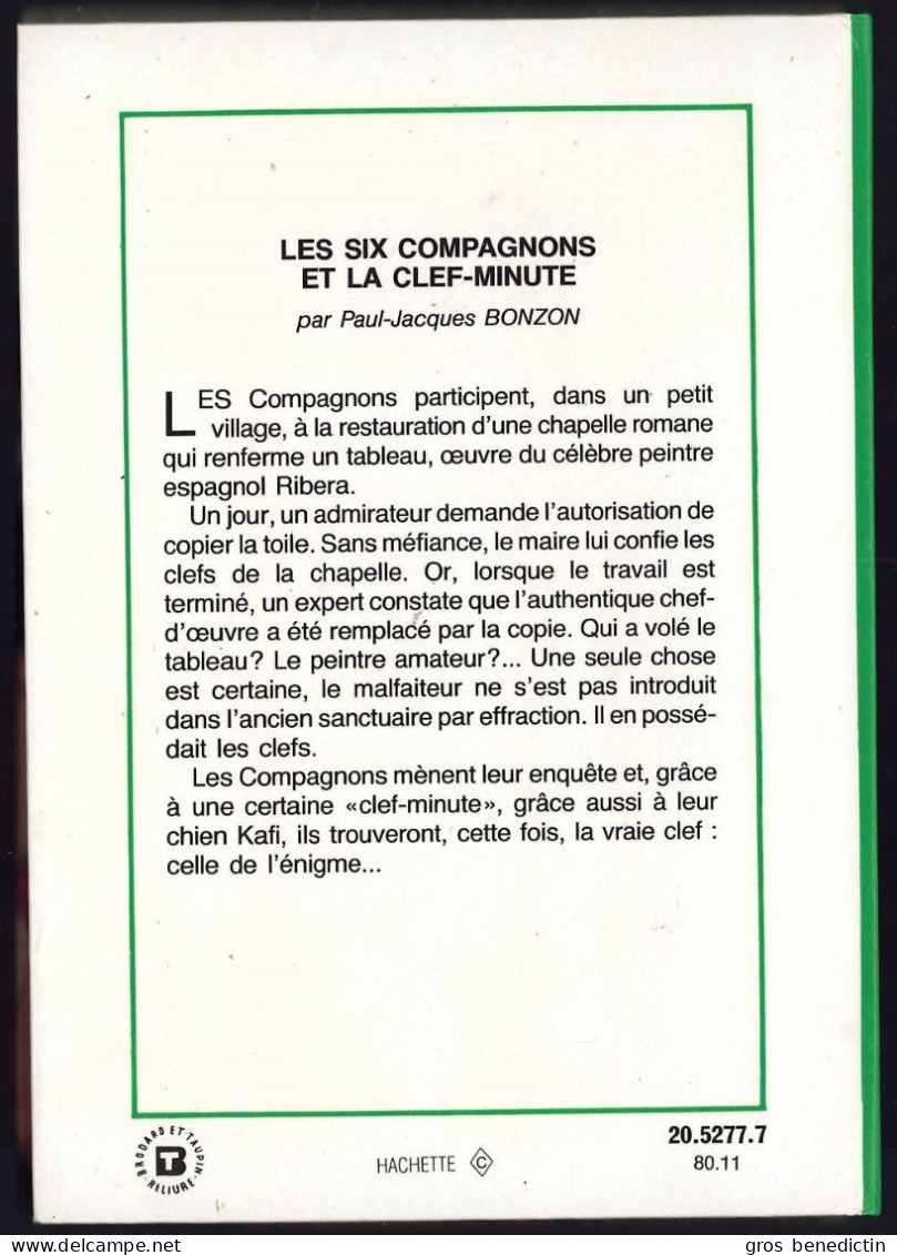 Hachette - Bibliothèque Verte - Paul-Jacques Bonzon - "Les Six Compagnons Et La Clef-minute" - 1980 - #Ben&6C - Biblioteca Verde