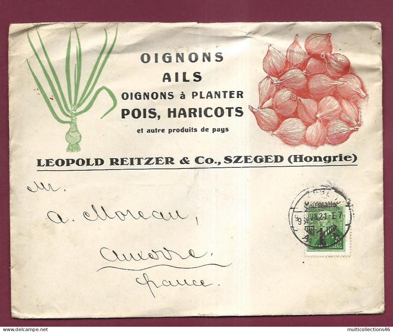 170723A - LETTRE ETRANGER - PERFORE RL - LEOPOLD REITZER SZEGED HONGRIE - Vers 1930 OIGNON AIL POIS HARICOT - Postmark Collection